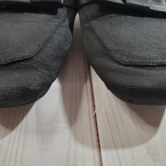 Zara Flats 36 US 6 Womens Shoes Black Fabric Mules Slip On Shoes Bows Square Toe - Picture 3 of 10